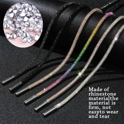 Afbeelding van Luxe Strass Schoenveters met Regenboog Diamanten