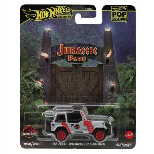 Immagine di Hot Wheels Premium Jeep Wrangler Jurassic Park 1:64 - Modello Die-Cast in Metallo per Bambini e Collezionisti, Veicolo Icónico della Cultura Pop, Regalo Perfetto per Compleanni