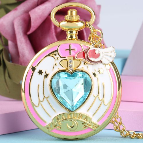 Imagen de Reloj de Bolsillo Steampunk con Corazón de Oro y Accesorio Cardcaptor Sakura