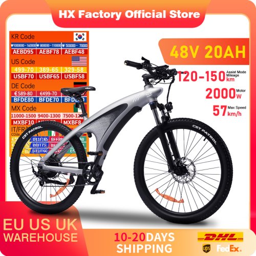 Immagine di Bicicletta Elettrica da 27,5 Pollici con Motore 2000W e Batteria 48V 20Ah – Perfetta per Città e Percorsi Montani