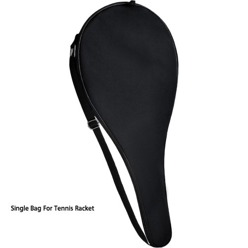 Imagen de Bolsa de tenis negra con funda protectora individual para raqueta, impermeable y duradera para adultos y adolescentes – bolso deportivo de hombro