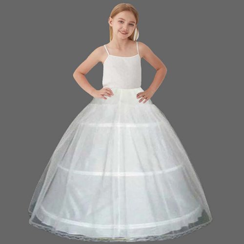 Imagen de Enaguas Blancas para Niñas con Crinolina Hinchada - Vestido de Baile y Boda con Flores, Aros 2-3, Alta Calidad para Fiestas Especiales