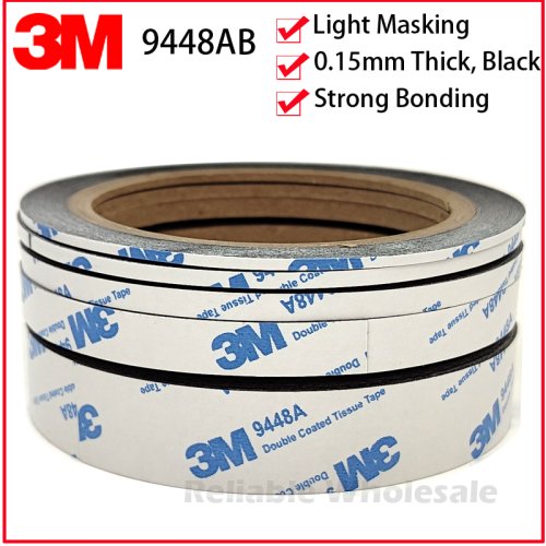 Immagine di Nastro Biadesivo Nero Ultra Sottile 3M 9448 - 10mm x 50m