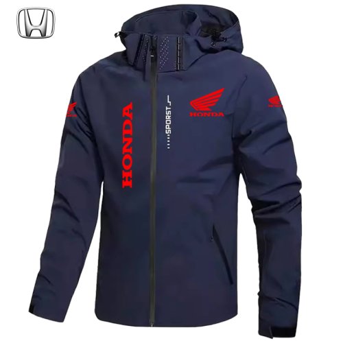 Imagen de Chaqueta de Moto para Hombre Impermeable y Resistente al Viento con Capucha Desmontable, Cremallera y Diseño de Talla Grande