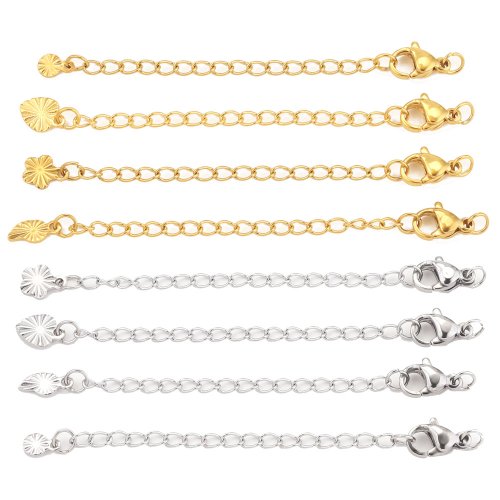 Image de Chaînes Étendues en Acier Inoxydable avec Fermoirs à Homard - 10 Pièces