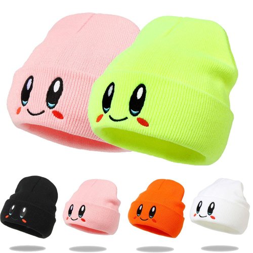 Immagine di Vendita calda Cute Eye ricamo Beanie Trendy Candy Color coppia berretti Casual Coldproof Knit Hats For Women & Men