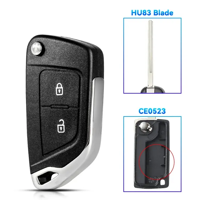 Image de Clé de voiture modifiée compatible Citroën & Peugeot