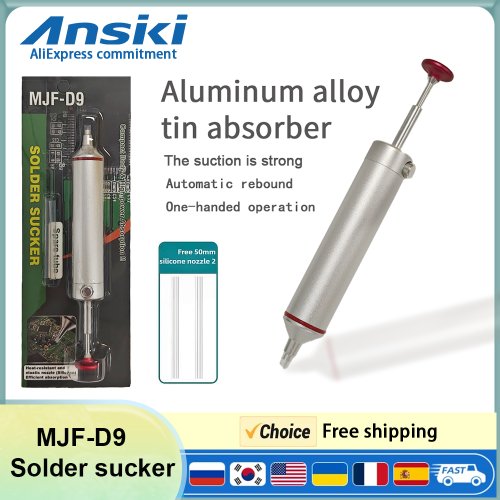 Zdjęcie ANSIKI MJF-D9 Odsysacz do cyny ze stopu aluminium Pompka rozlutownicza Pistolet do odsysania cyny do naprawy elementów elektronicznych