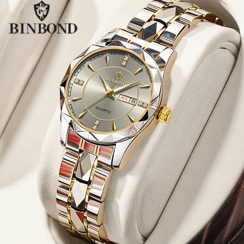 Immagine di Orologio da Donna di Lusso in Acciaio Inossidabile con Quadrante Luminoso, Data e Cinturino Impermeabile – Elegante Orologio al Quarzo per Fidanzata