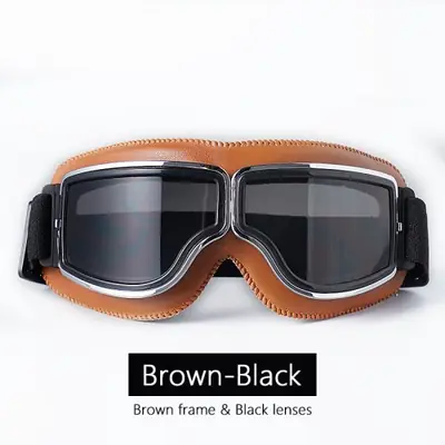Image de Lunettes moto vintage en cuir, protection anti-vent pour casque jet