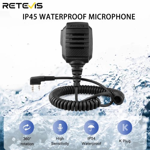 RETEVIS HK006 IP54 Waterdichte Microfoon Walkie Talkie Mic Schouder Luidspreker PTT voor Kenwood Baofeng UV-5R Quansheng UV K5 UV K6