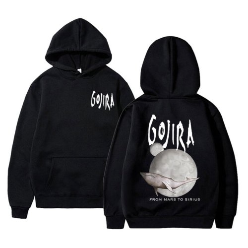 Image of Official Gojira 'From Mars to Sirius' Flying Whales Graphic Hoodie for Men – Vintage Style Pullover Tracksuit