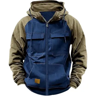 Image de Sweat à capuche homme zippé multi-poches - Confort & style