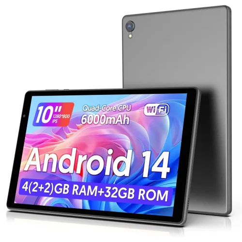 Bild von Neuestes Android 14 Tablet mit 10 Zoll Display, 5G & WiFi, 4 GB RAM, 32 GB ROM, 1280 x 800 Auflösung und 6000 mAh Akku – Leistungsstarkes Tablet mit Quadracore-Prozessor