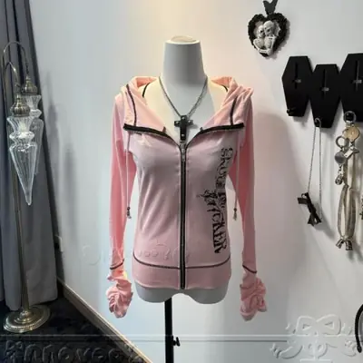Image de Manteau à Capuche Harajuku Y2K Gothique - Noir