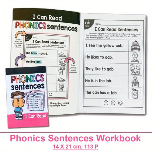 Imagen de Libro de Ejercicios de Fonética para Aprender a Leer: Actividades en Color para Preescolar y Primaria, Material Didáctico para Profesores y Desarrollo del Vocabulario