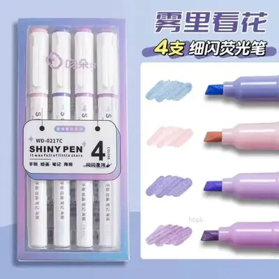 Image de Surligneur Paillettes Kawaii - 4 Couleurs Pastel
