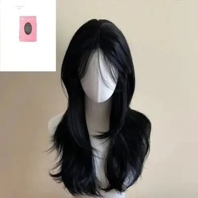 Image de Perruque Noire Bandeau Ondulée - Simulation Cheveux Naturels