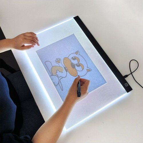 Zdjęcie Biurko LED z podświetleniem A4 A5, tablica kreślarska, przezroczysta tablica do pisania, podświetlany stół do szkicowania dla artystów, idealny do anime i komiksów.