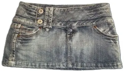 Image de Jupe Y2K Gothique en Jean Bleu Clair - Mini Jupe Vintage Harajuku