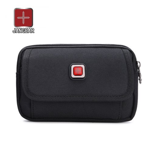 Zdjęcie JANGEAR poziome płótno podwójna kabura na telefon komórkowy etui na pasek do smartfona męskie wszechstronne etui na pasek z zamkiem błyskawicznym torba na ramię