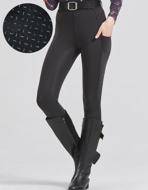 Image of Spring and summer riding pants women's knitted high-stretch, slim-fitting silicone riding pants tight riding pants breathable we