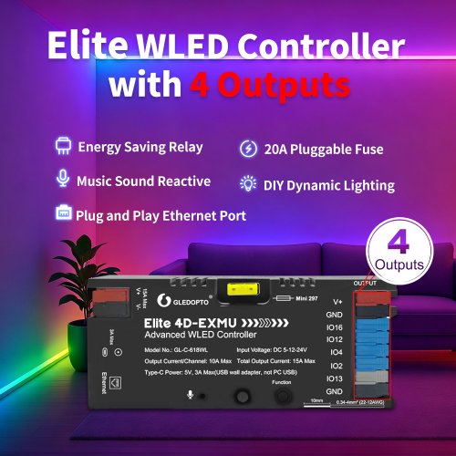 Image de Contrôleur RGB Intelligent 4 Canaux - WiFi & Ethernet