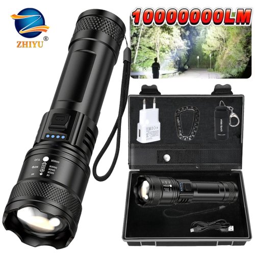 Image of Ultra-Bright USB Rechargeable LED Tactical Flashlight – Long-Range, Waterproof, Portable Torch for Outdoor Camping, Fishing, Emergency Use