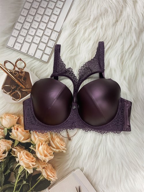 Immagine di Intimo da donna in tessuto di pelle PU con reggiseno sexy con coppa sottile pull-up con ferretto