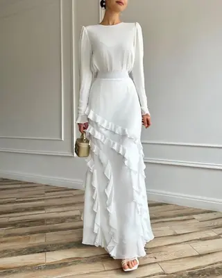 Image de Tenue Musulmane 2 Pièces Élégante - Jupe & Haut Volants