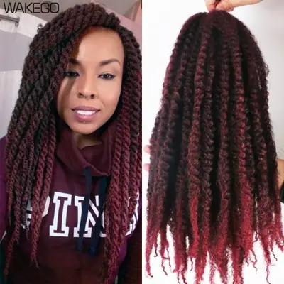 Image de Extensions Cheveux Marley Tresses Ombre - Synthétiques Afro Crépus