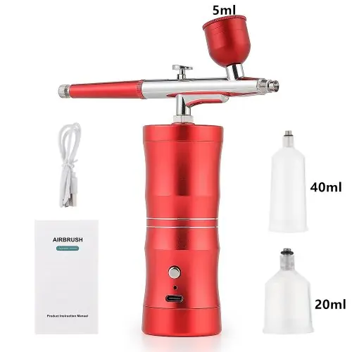 Image de Mini Compresseur Aérographe Rose - Kit Complet pour Nail Art & Création