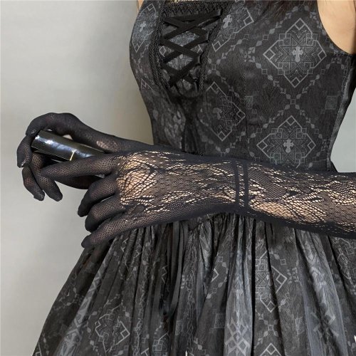 Afbeelding van Sexy Lolita Handschoenen met Kant & Bloemen
