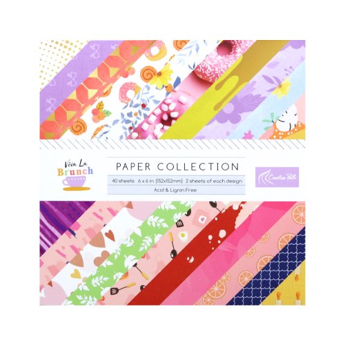 Image of Creative Path 6-Inch Scrapbooking Paper Pack – 40 Sheets of Designer Decorative Craft Papers for Journaling, Origami, and DIY Arts & Crafts Projects