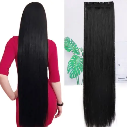 Image de Extensions de Cheveux Synthétiques 100 cm - Noir Naturel
