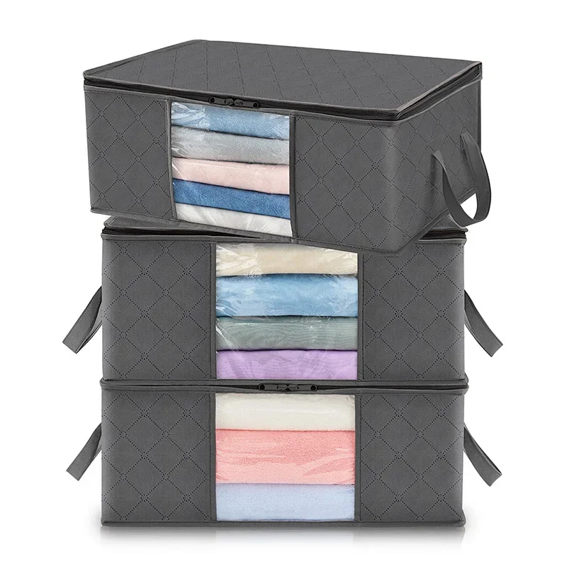 Imagen de Bolsa de Almacenamiento Plegable de Gran Capacidad para Ropa y Mantas - Organizador de Armario con Cierre de Corredera para Dormitorio