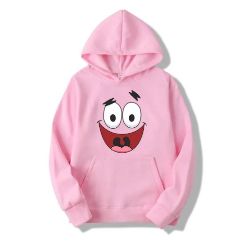 Immagine di Felpa con Cappuccio SpongeBob Cartone Animato 2024 - Stile Fashion Rosa per Uomo e Donna, Oversize Primavera Autunno, Abbinabile in Coppia