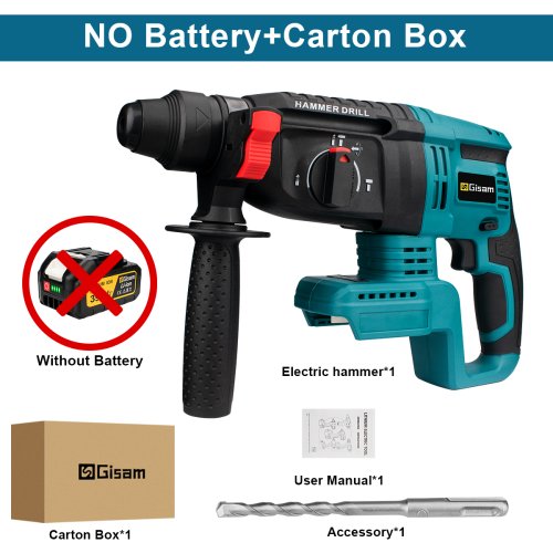 Immagine di Martello Elettrico Brushless 26mm con Trapano Rotante Multifunzionale, Utensile Cordless Ricaricabile per Batteria Makita 18V