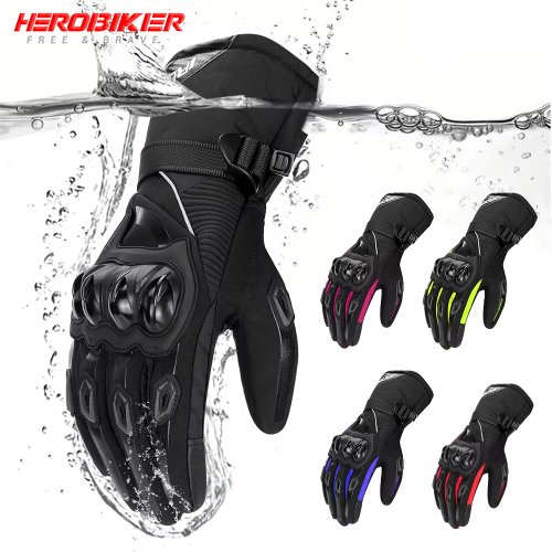Image of Premium Waterproof Windproof Full-Finger Motorcycle Gloves with Touchscreen Compatibility for Winter Riding