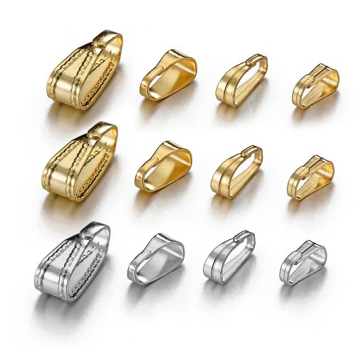 Image of 50pcs Stainless Steel Buckle Clasp for Pendants Charm Connectors Clip Pinch Bail Clasp Necklace DIY Jewelry Making Accessories