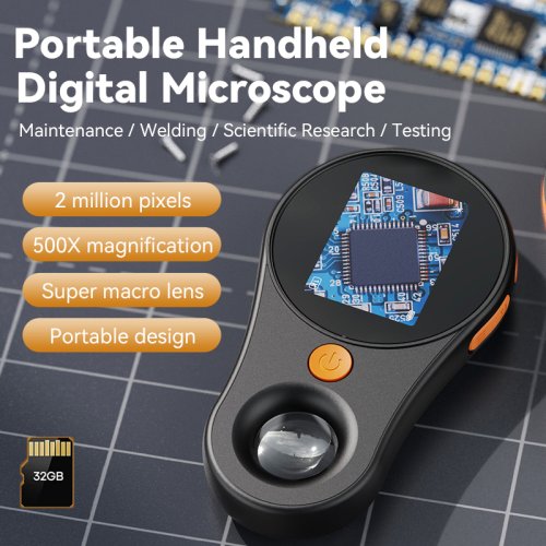 Afbeelding van Digitale Microscoop 500x Vergröting met 2.0 Inch Scherm, 1080p HD Video, 8 LED-verlichting voor Elektronica Reparatie en Precisieonderzoek