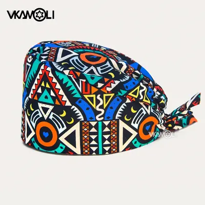 Image de Bonnet Chirurgical Imprimé Géométrique - Design Moderne & Réglable