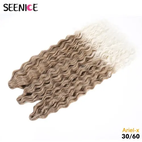 Image de Extensions Cheveux Synthétiques Ombre Blonde - Boucles Vague Profonde