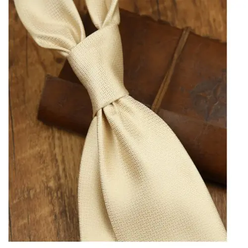 Image de Cravate Homme Élégante - Blanc, Noir, Marron - 8 cm