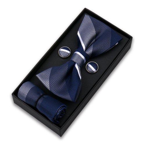 Immagine di Set papillon per uomo Confezione regalo Business Fashion Papillon rosso Tasca quadrata Gemelli Set P...