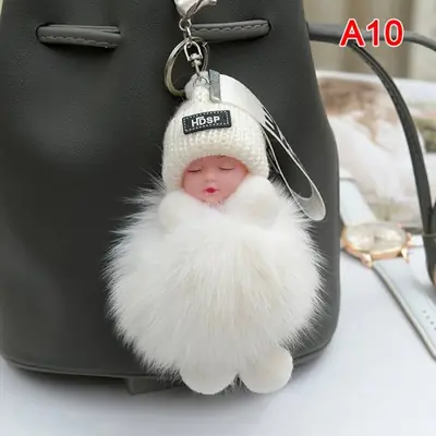 Image de Porte-clés Peluche Mignon - Poupée Dormeur avec Pompon