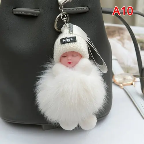 Image de Porte-clés Peluche Mignon - Poupée Dormeur avec Pompon