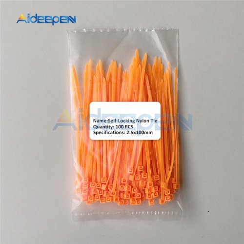 Afbeelding van 100x Kleurrijke Kabelbinders 100mm - Antislip Nylon Zelfsluitend