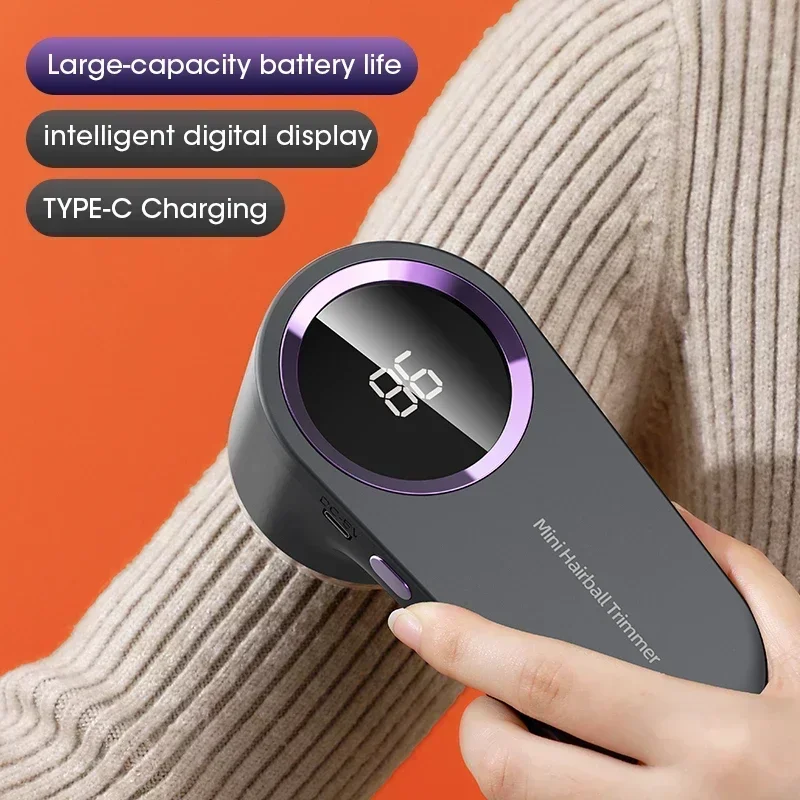 Immagine di Levapelucchi elettrico ricaricabile con display digitale, rasoio portatile per tessuti e tagliacapelli per abbigliamento