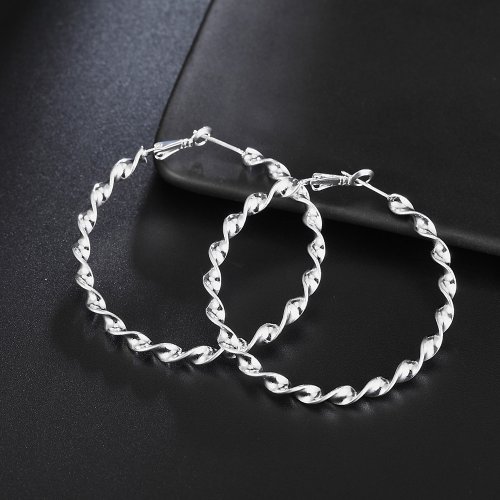 Zdjęcie 925 srebro kolczyki koła wysokiej jakości duże kółko okrągłe moda damska Party biżuteria ładny ślub 4.5CM darmowa wysyłka